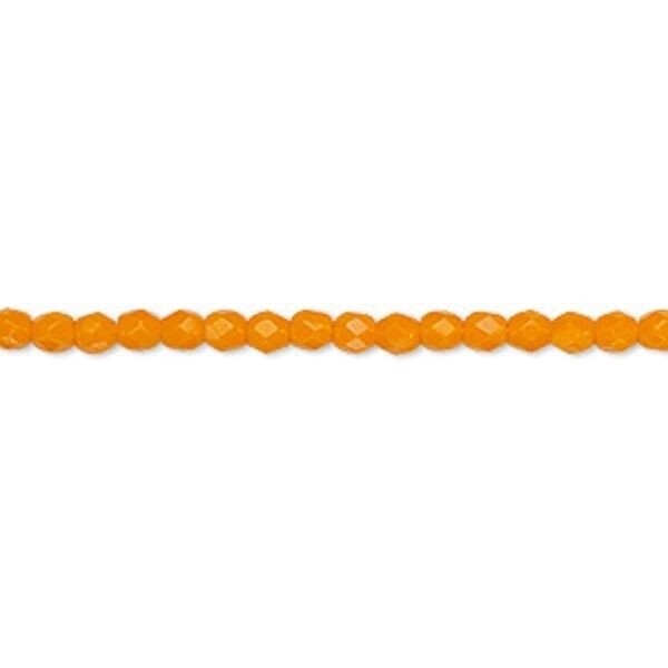 1 Strand Opaque Orange 3mm Czech Fire Polished Faceted Round Glass Beads