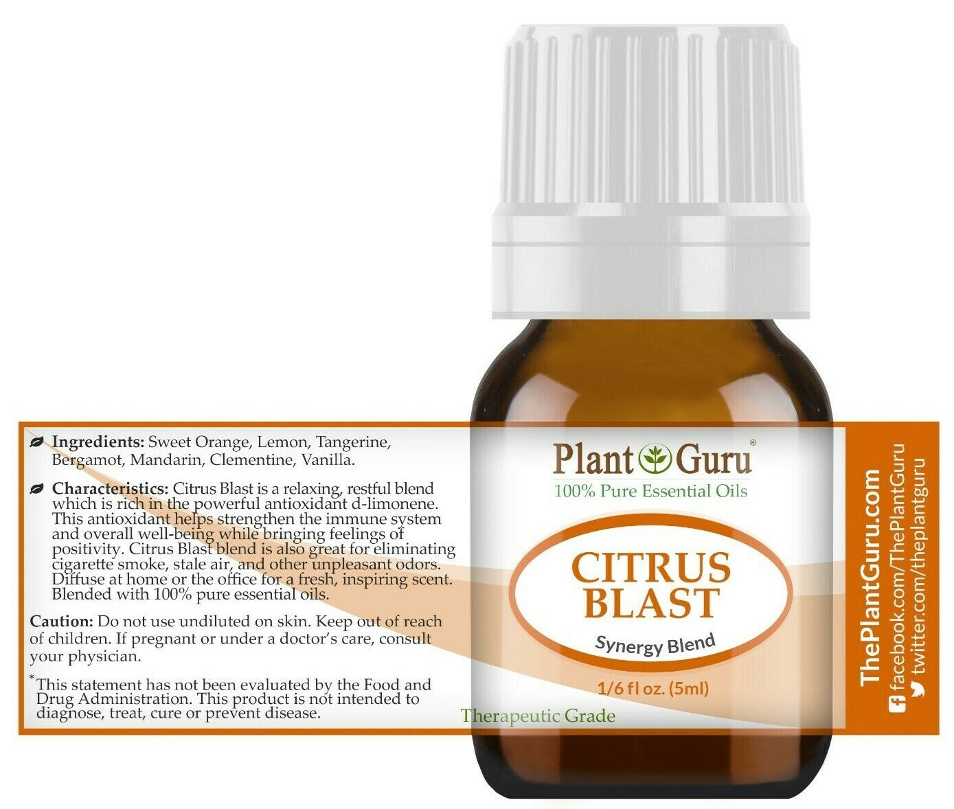 Citrus Essential Oil Set 6 – 5ml 100% Pure Natural Therapeutic Grade Oils, Blend