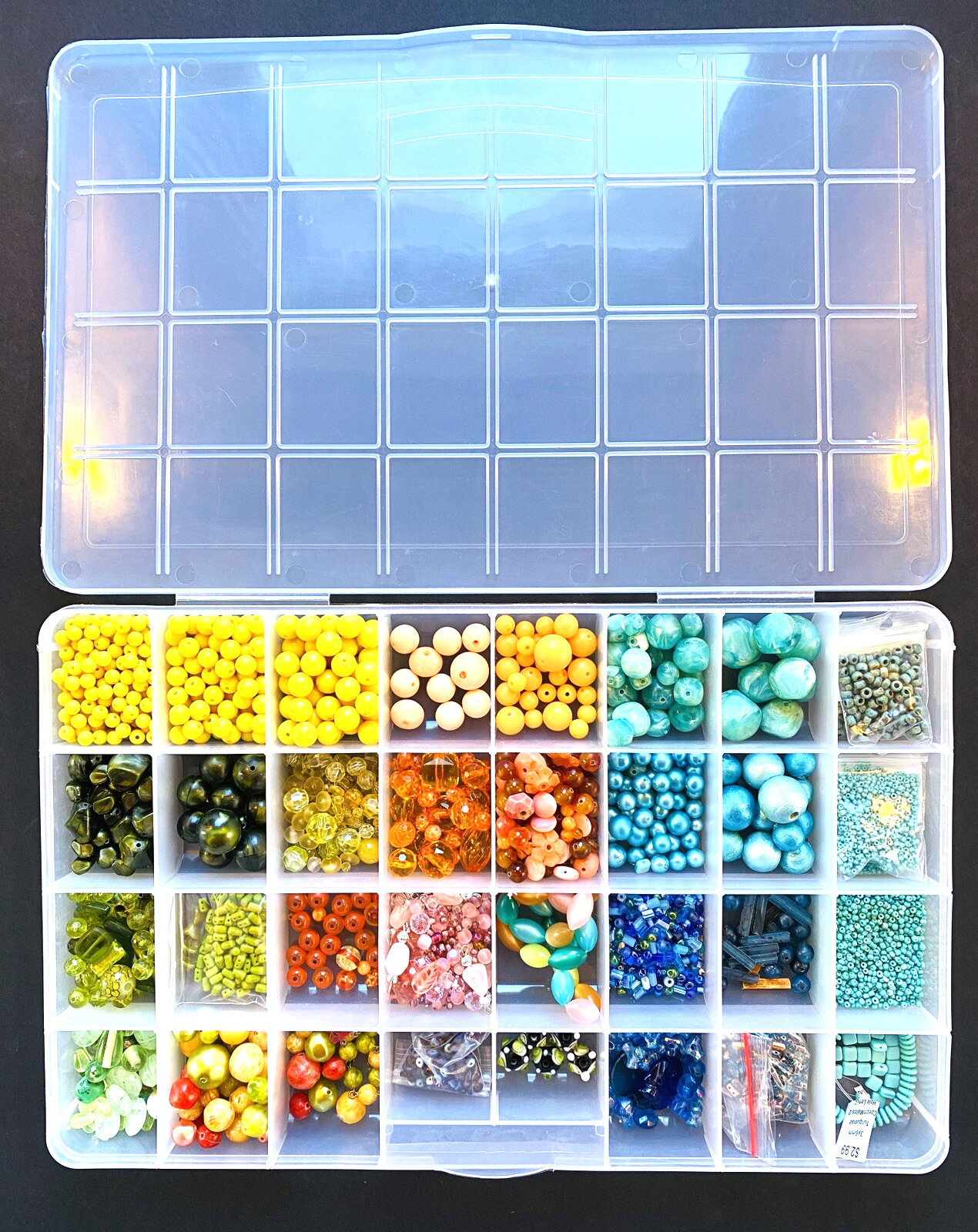 TRAY + COLORFUL BEADS! Vintage + Modern Glass Clay Plastic Acrylic Seed Lampwork