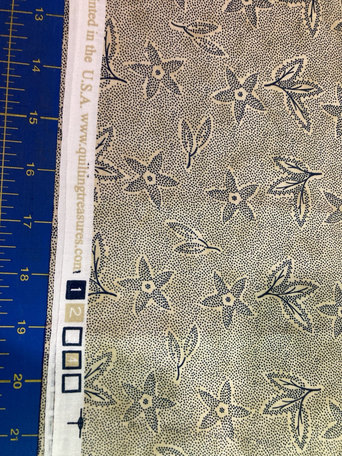 1 1/3 Yds. Quilting Treasures Floral Cotton Fabric, Beige Navy, Up to 45” Wide