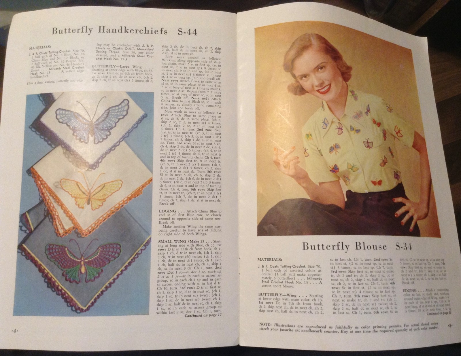 Vtg 1951 Butterflies in Crochet Pattern Booklet Clarks No. 272 15 Pgs