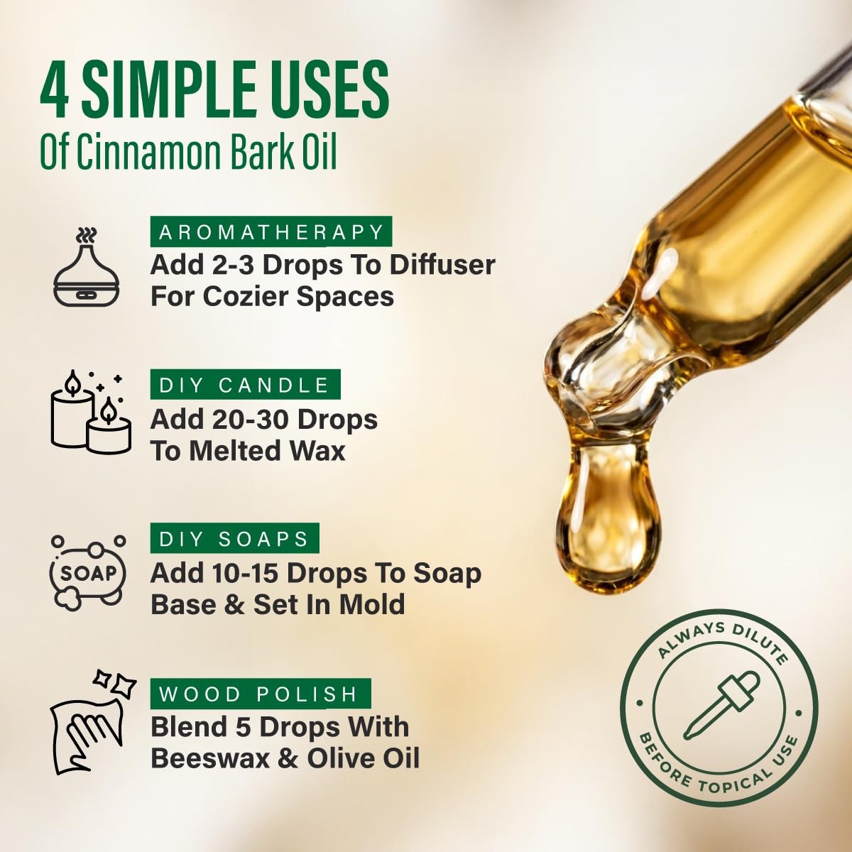100% Pure Cinnamon Oil – 4 Fl Oz 4.00 (Pack of 1),