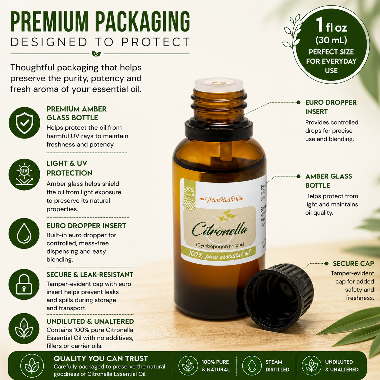 1 fl oz Citronella Essential Oil (100% Pure & Natural) – GreenHealth