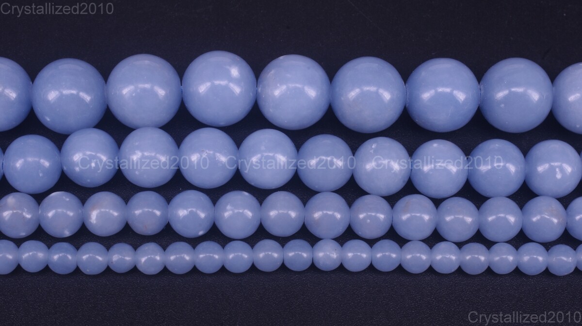 Natural Angelite Blue Gemstone Round Spacer Beads 4mm 6mm 8mm 10mm 12mm 15″
