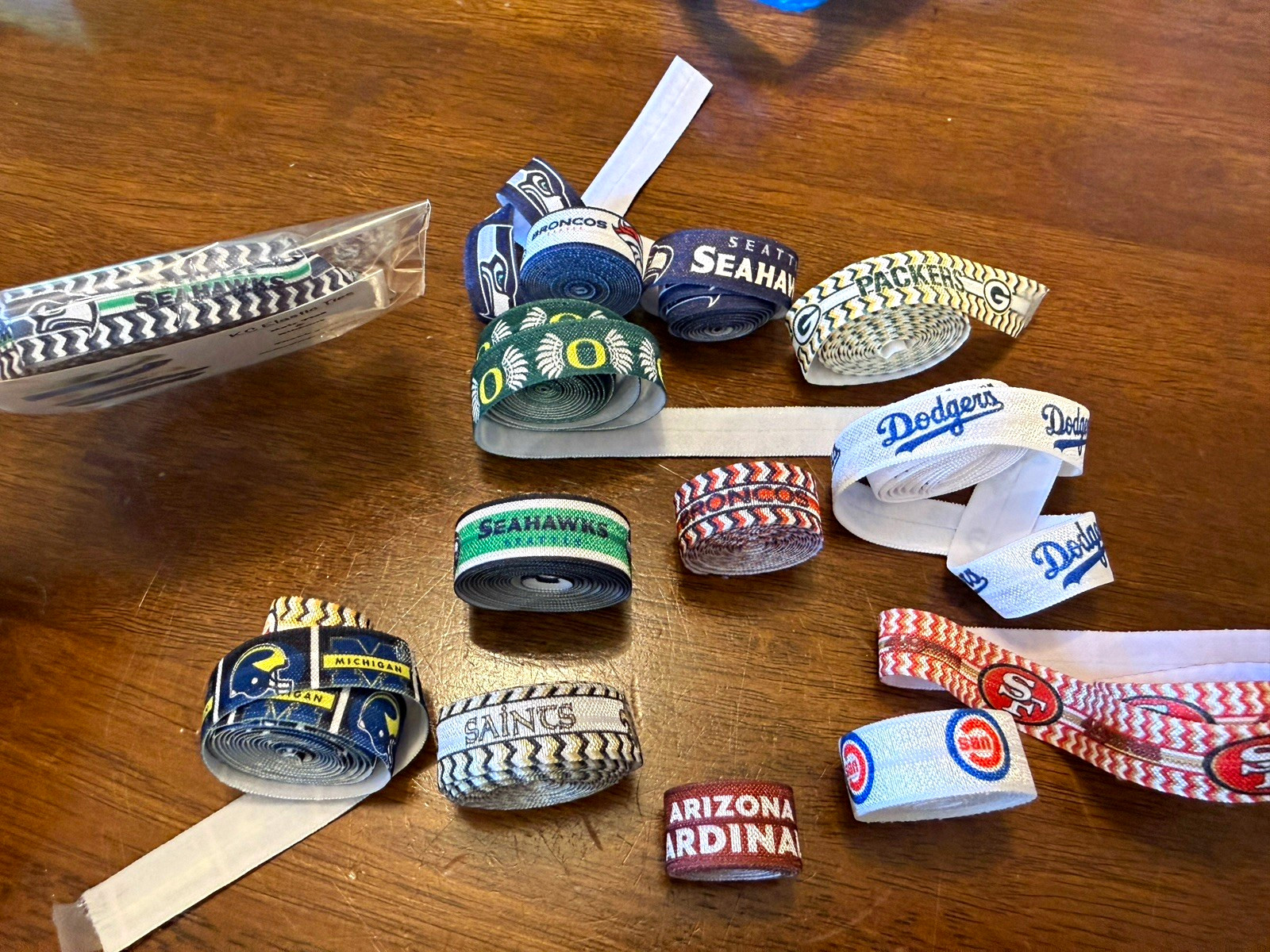 Fold Over Elastic, Sports Team Printed Ribbon by the Yard Lot