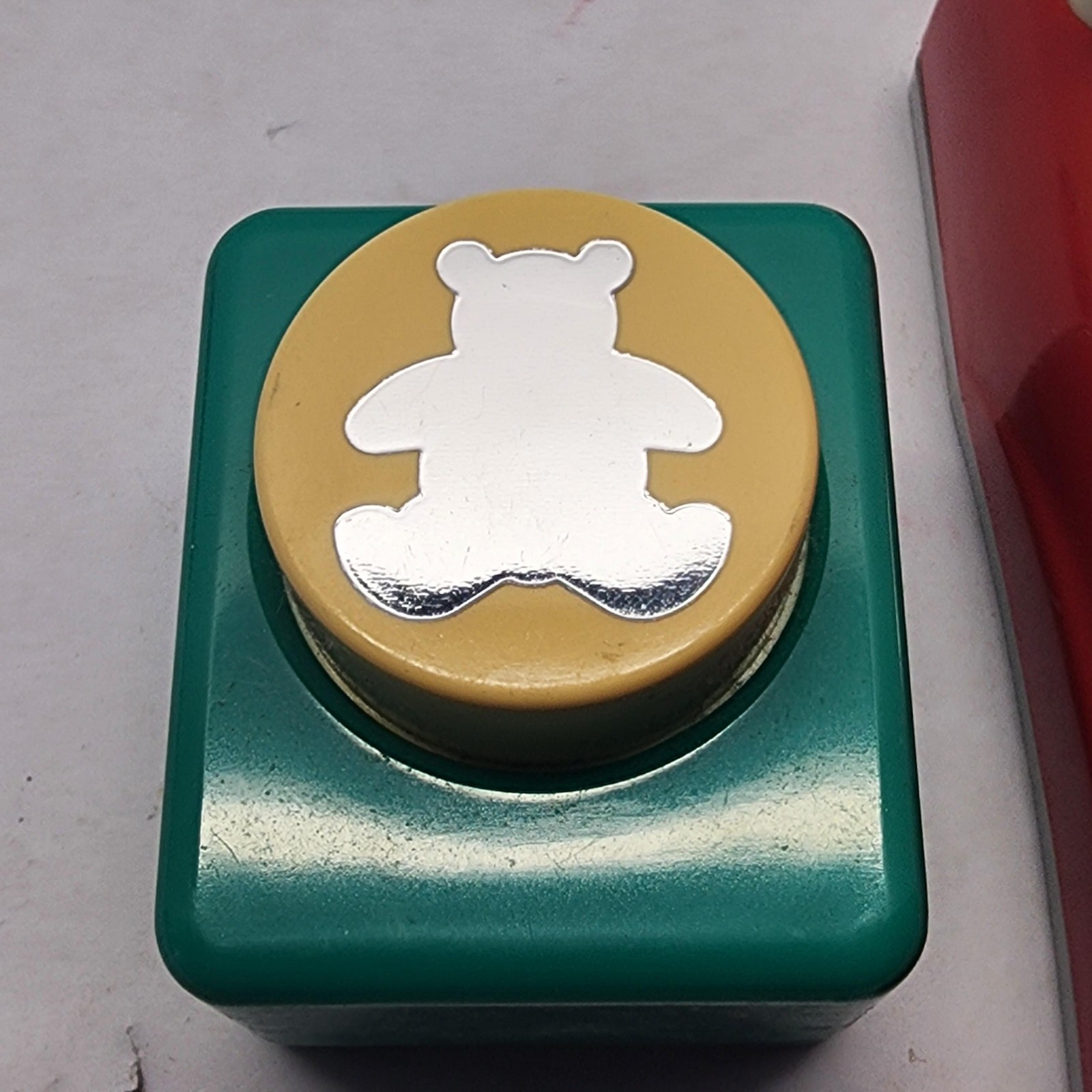 Carl Bear & Heart Craft Punch Lot Less Than 1in Green Red Paper Scrapbook Cards