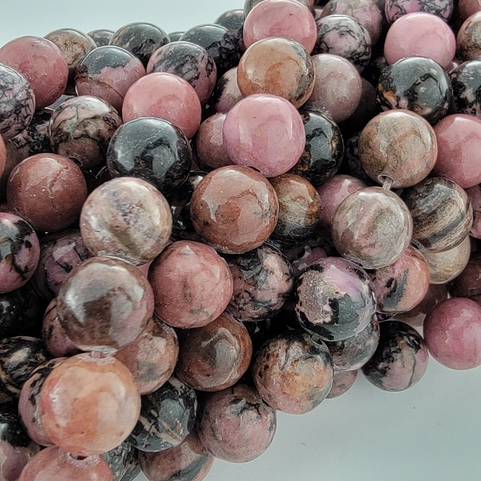 Rhodonite Beads Pink Gray Gemstone Natural Smooth Crystal round 6Mm 8Mm 10Mm