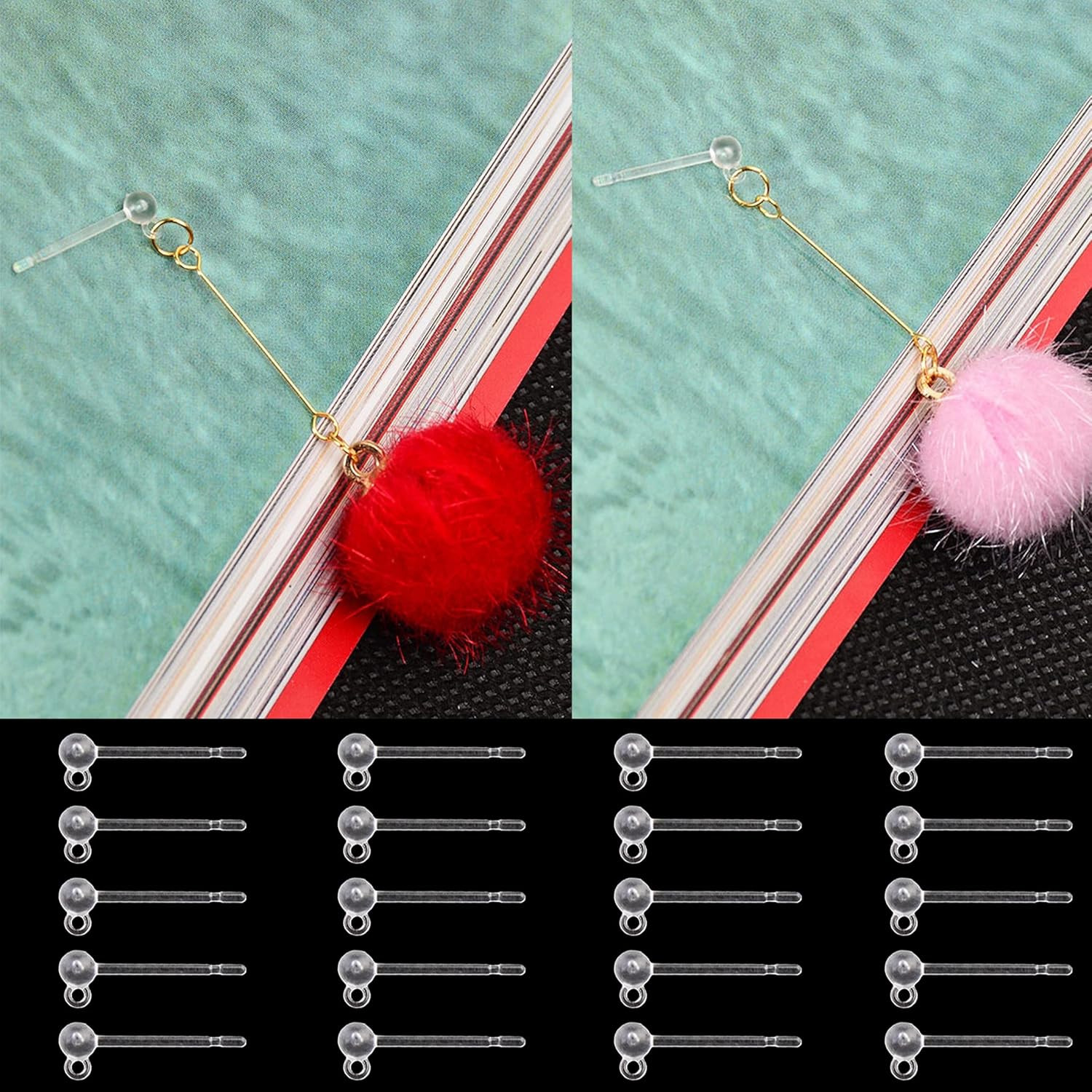 30pcs Safety Non-Allergenic Plastic Earring Posts Ear Wire Anti Allergy Posts Ea