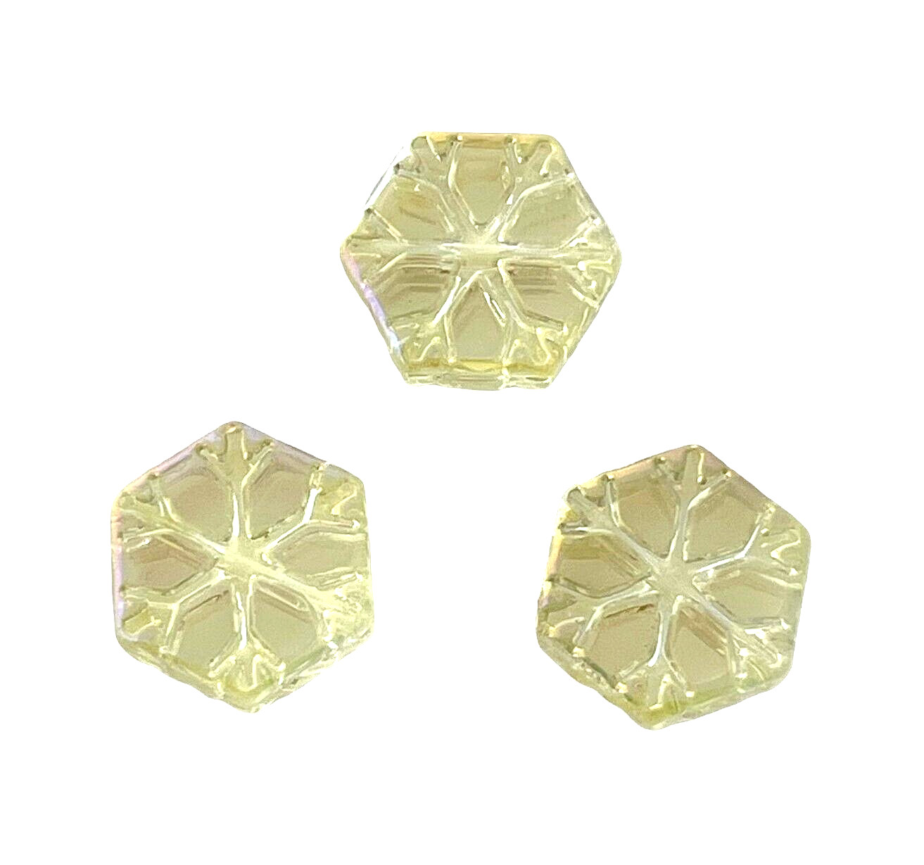 20 Pale Yellow AB Glass 16x15mm Flat Hexagon Two Sided Snowflake Beads
