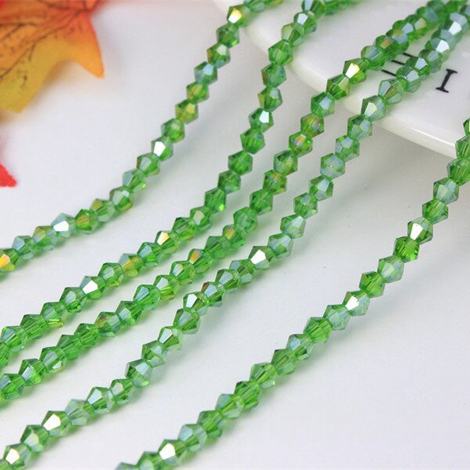 500pcs 4mm AB Coated Bicone Crystal Beads – Sparkling Luster Faceted Glass Beads