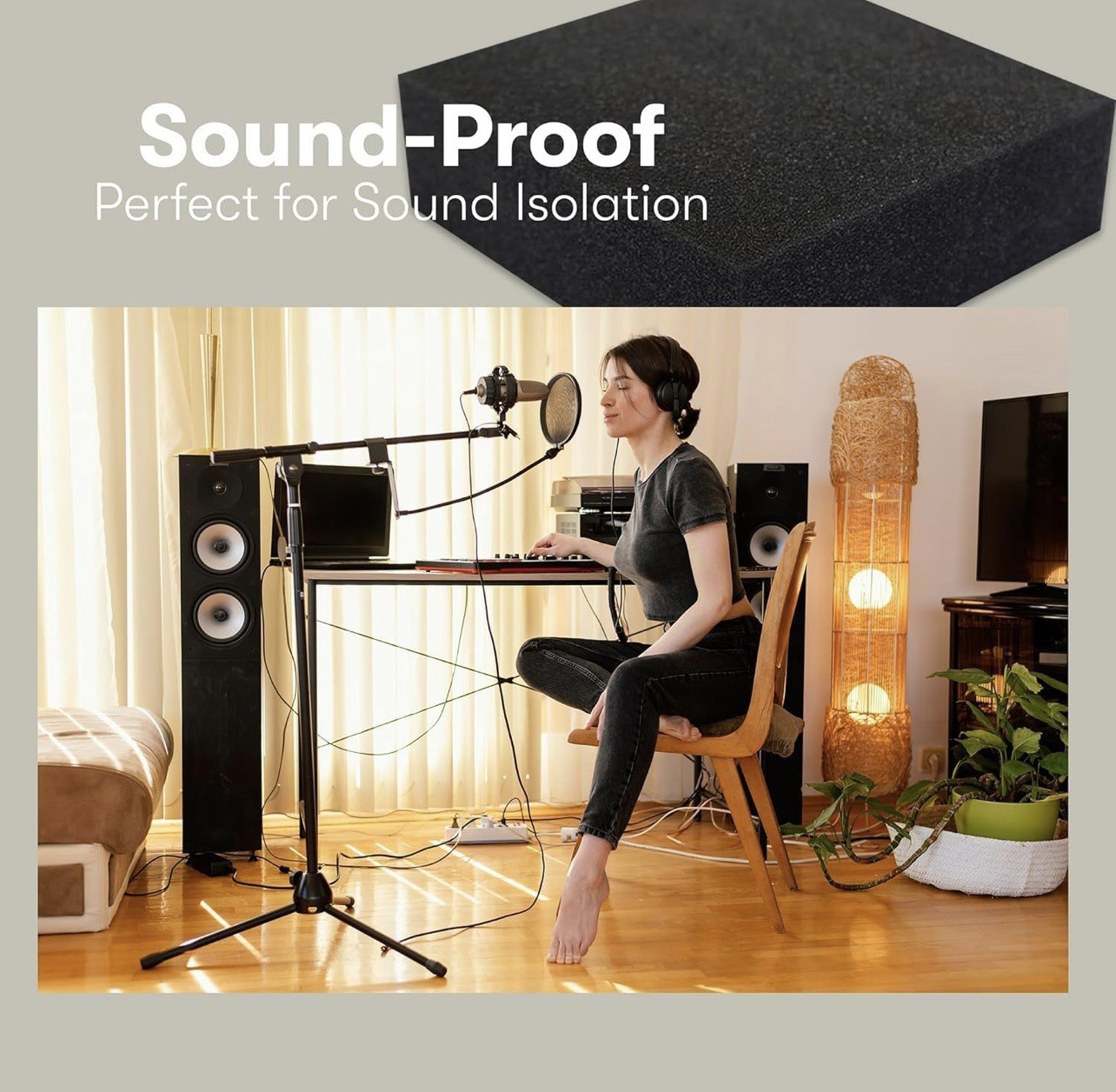 FoamTouch 2″ Thick, 30″ Wide x 84″ Long Charcoal High Density Foam, Charcoal