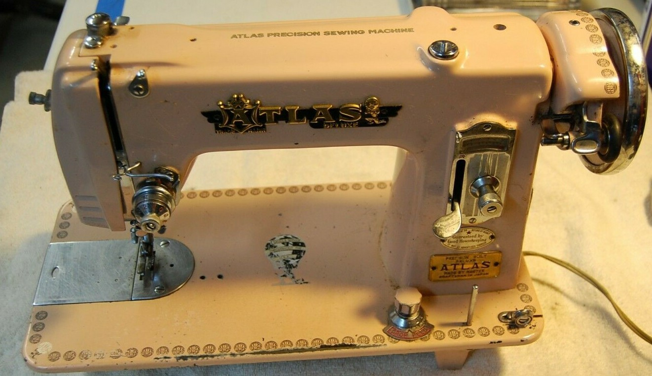 R0 Atlas Pink 1950s Sewing Machine original parts replace Free ship discounts