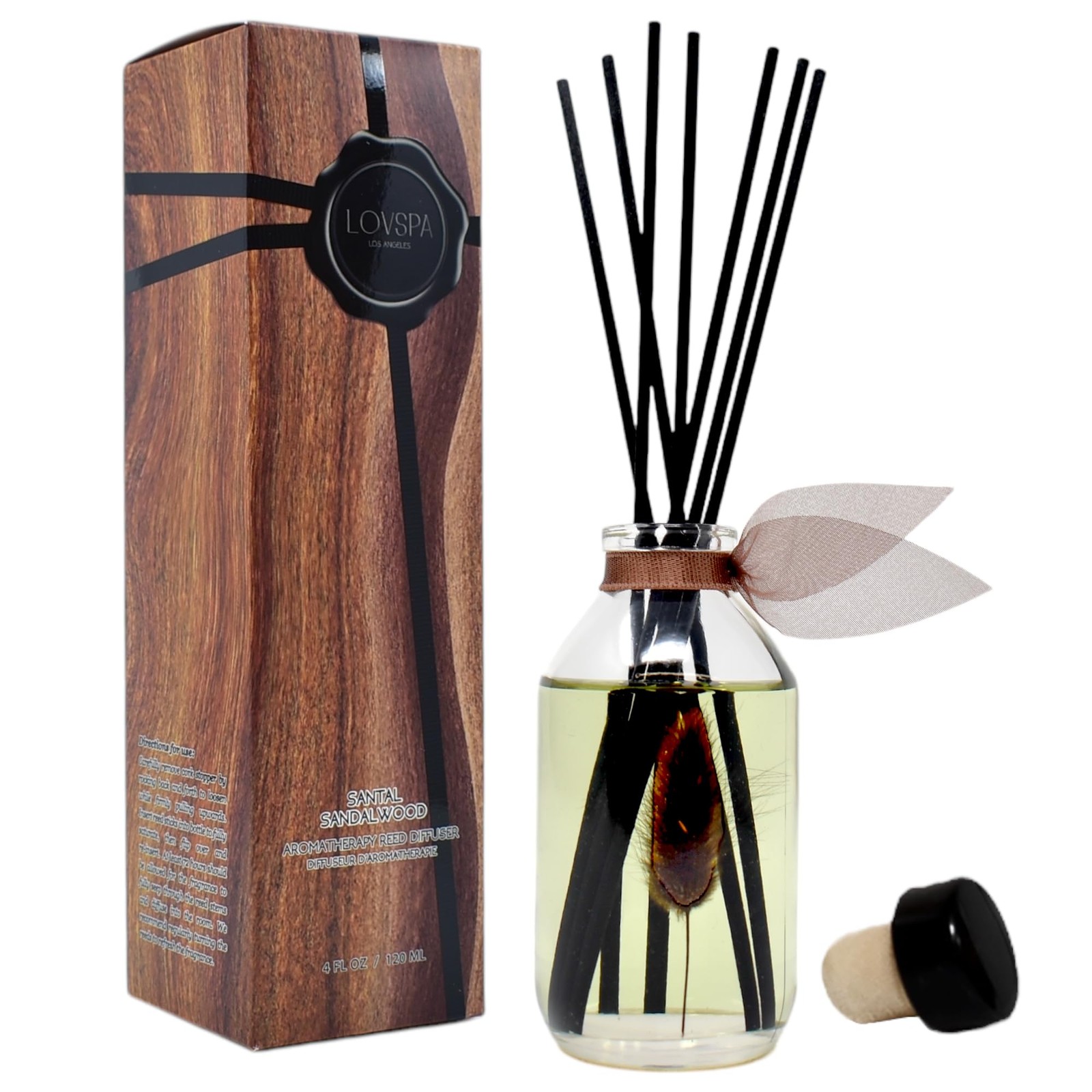 LOVSPA Reed Diffuser Set, Santal (Sandalwood) Scented Oil