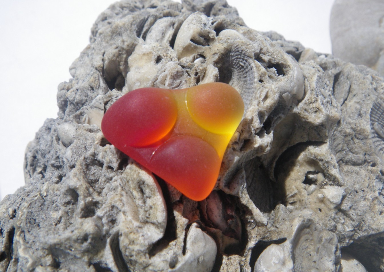 Sea Glass, Red and Yellow Hobnail