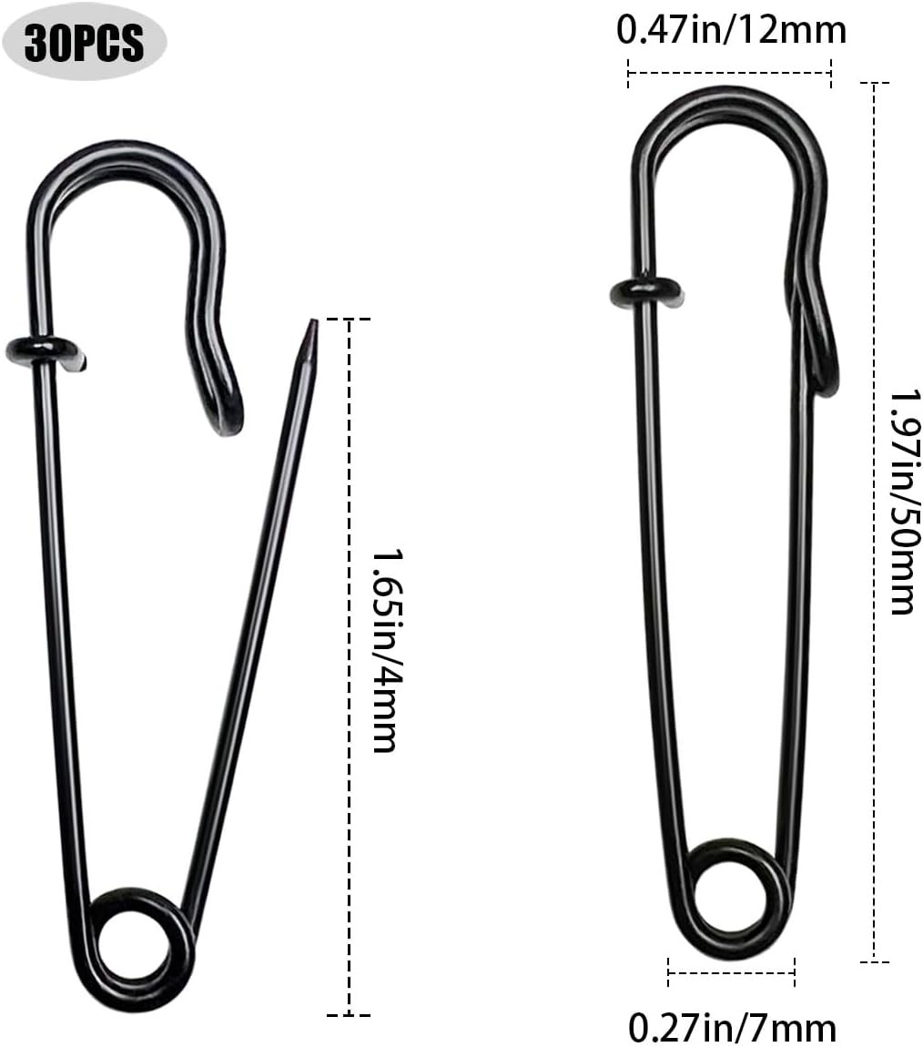 30 Pcs Large Safety Pins 2 Inch Heavy Duty Blanket Pins Big Safety Pin Steel Saf