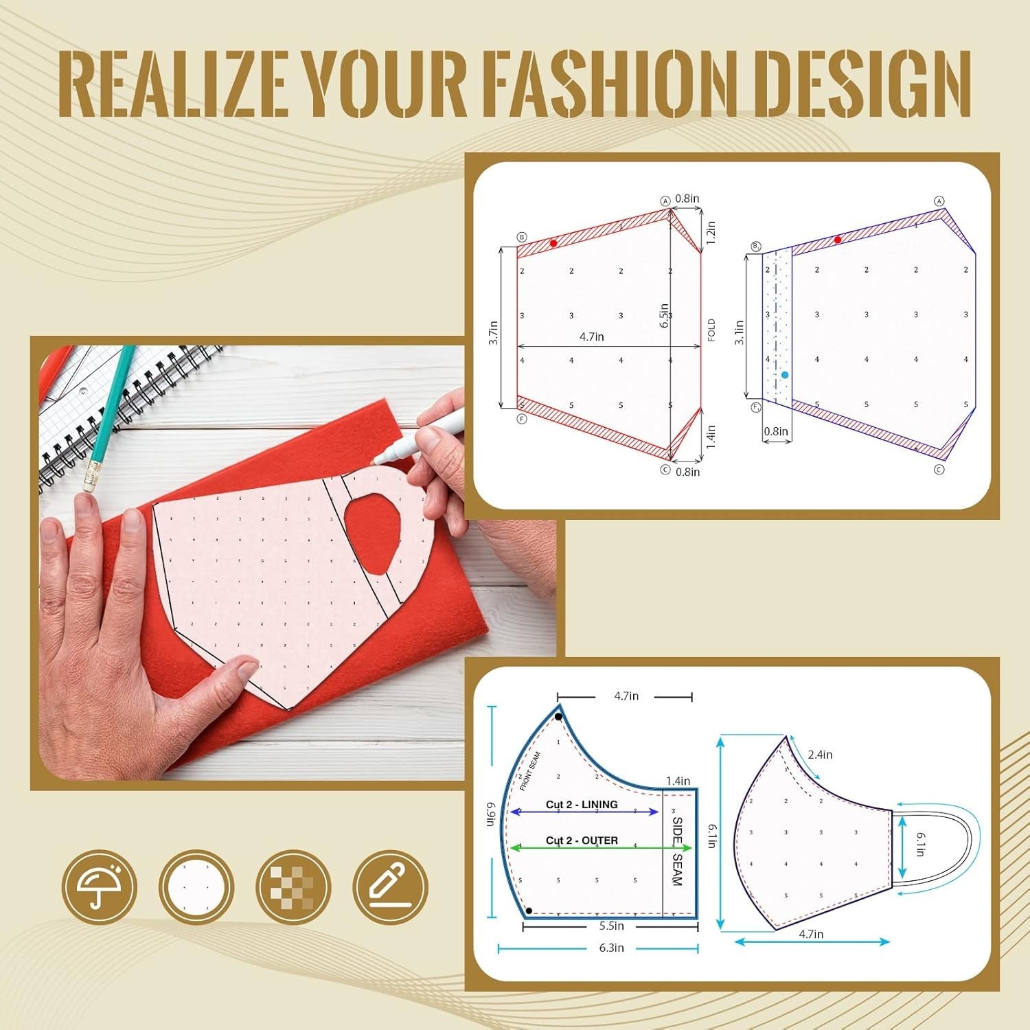 Sewing Pattern Dotted Paper 45X10 Yards Tracing for Dressmaking Crafting