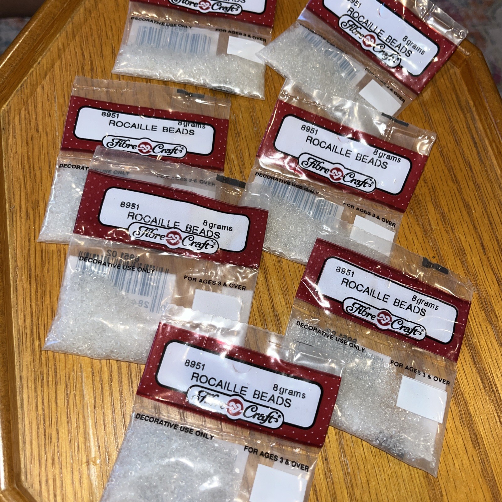 fibre craft Rocaille Beads # 8951 clear -7 bags each bag 8 grams