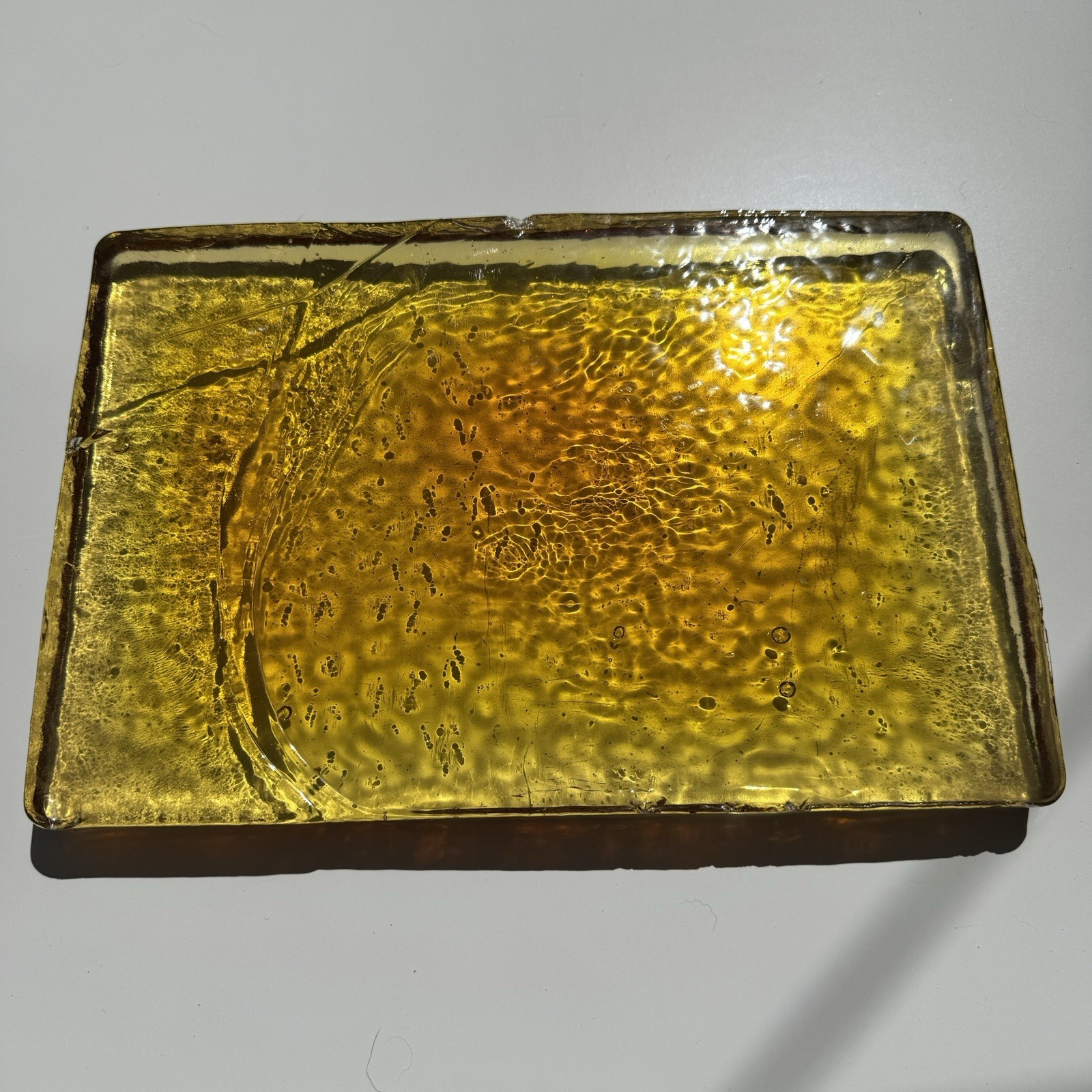 BLENKO Dalle De Verre Yellow/Amber 12×8 Hand-Cast Architectural Glass Slab READ