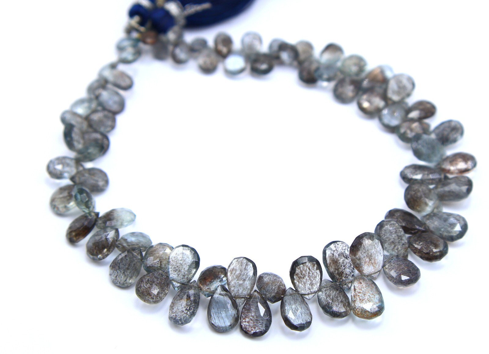 8’Inch Natural Moss Aquamarine Faceted Teardrop Pear Shape Beads Aquamarine M-04