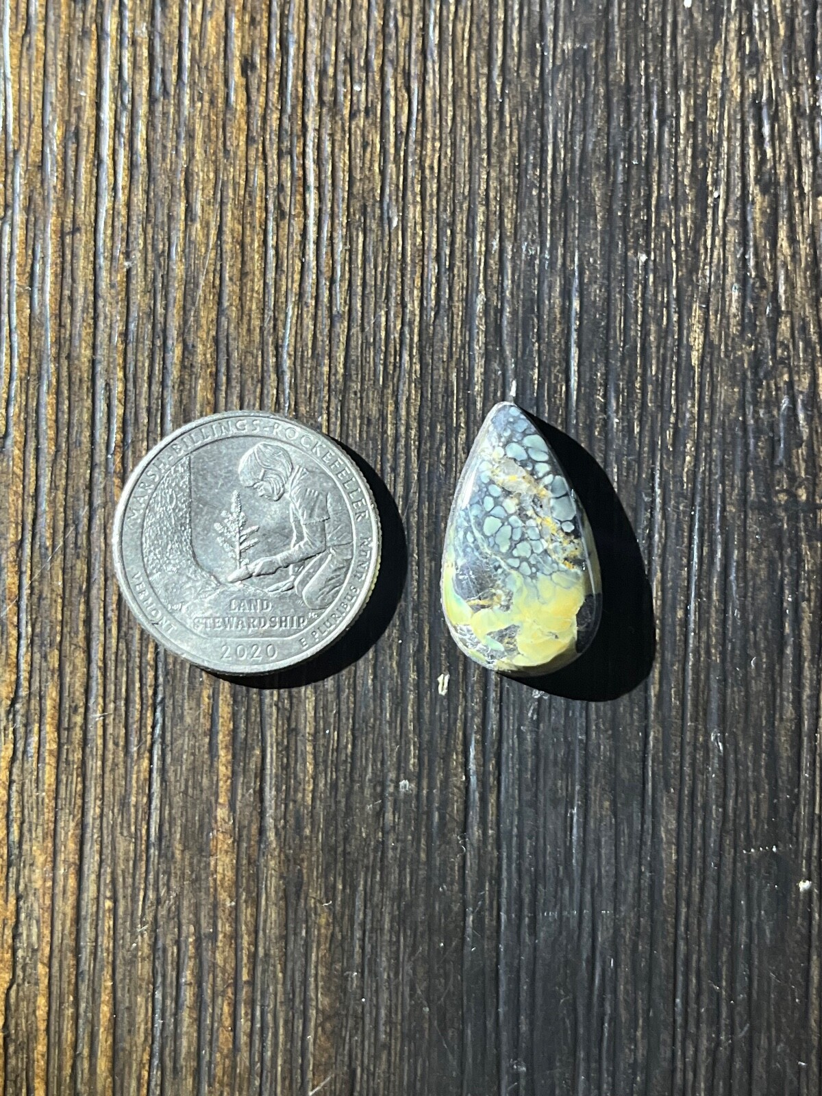 Tree Frog Variscite mine 10.3 ctw pear tear drop Cabochon NV, USA