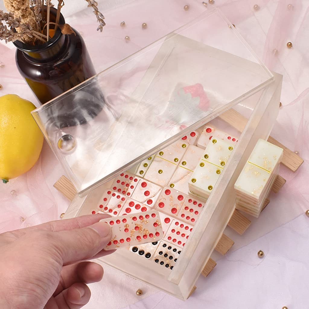 Yeahii Dominoes Box with Lid Epoxy Resin Mold Chess Tissues Napkin Storage Ca…