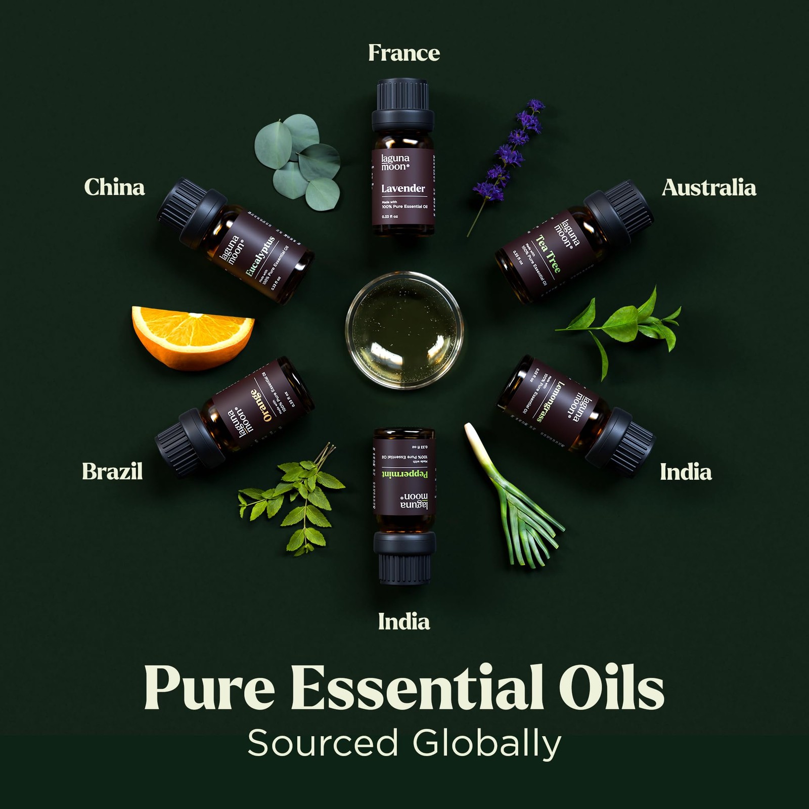 Lagunamoon Essential Oils Aromatherapy Set – 6 0.33 Fl Oz (Pack of 6), Green