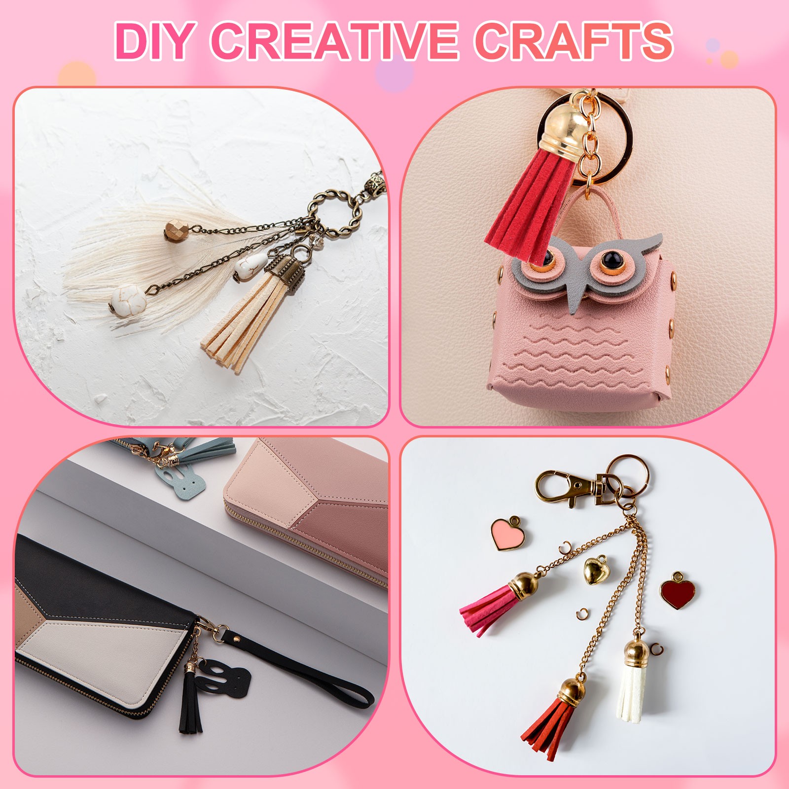30Pcs Leather Tassels 1.5″ Faux Leather Suede Keychain for DIY Red