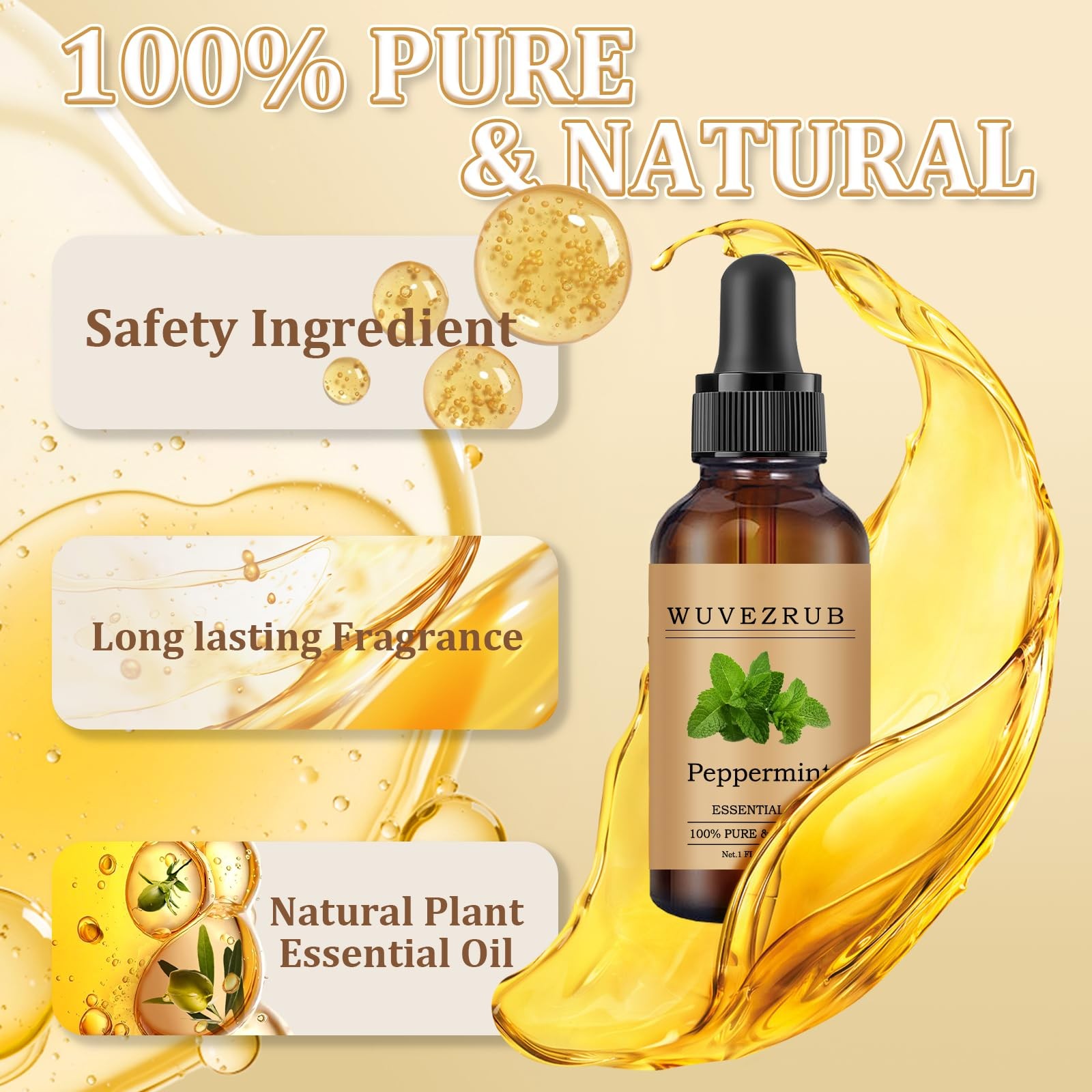 Wuvezrub Peppermint Essential Oil 30ML – 100% Pure and 1 Fl Oz (Pack of 1)
