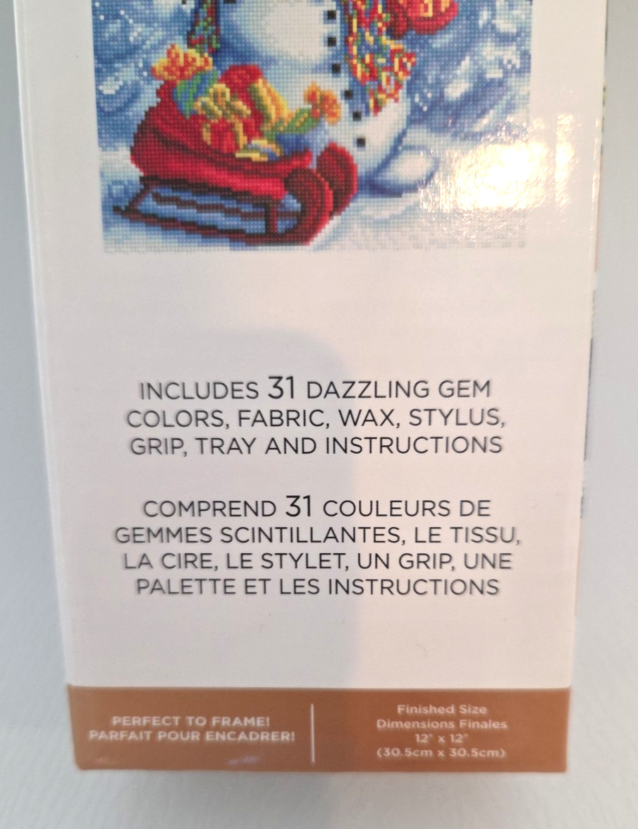 NIB Diamond Art Holiday Snowman Diamond Paint by Number Complete Kit Ages 13+