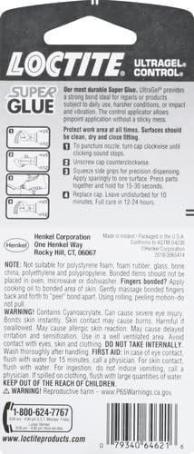 Loctite Super Glue Ultra Gel Control, Clear, 0.14 fl oz Bottle, 1 Pack –