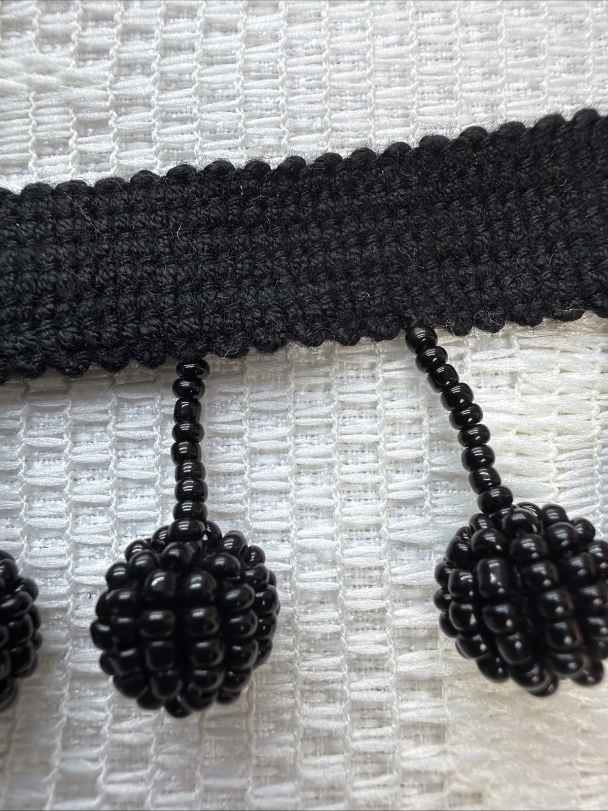 Black White Beaded Seed Ball Fringe 2.5″ Trim Two Scrap Pieces