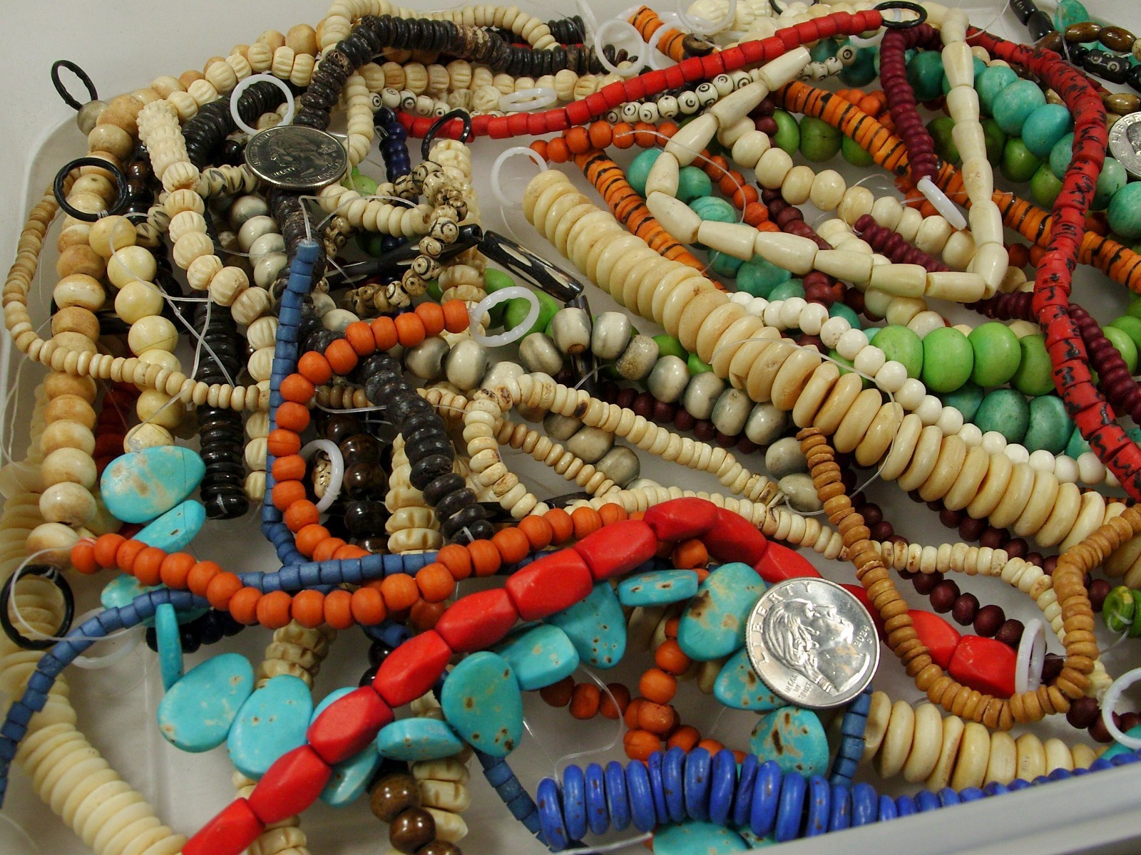2 Pounds Odds and Ends India Handmade Water Buffalo Bone Beads Lot (AXP-5) ⭐