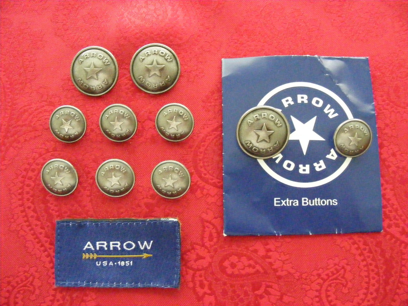 ARROW SIGNATURE STAR SHEILD REPLACEMENT BLAZER METAL FULL BUTTON SET EUC