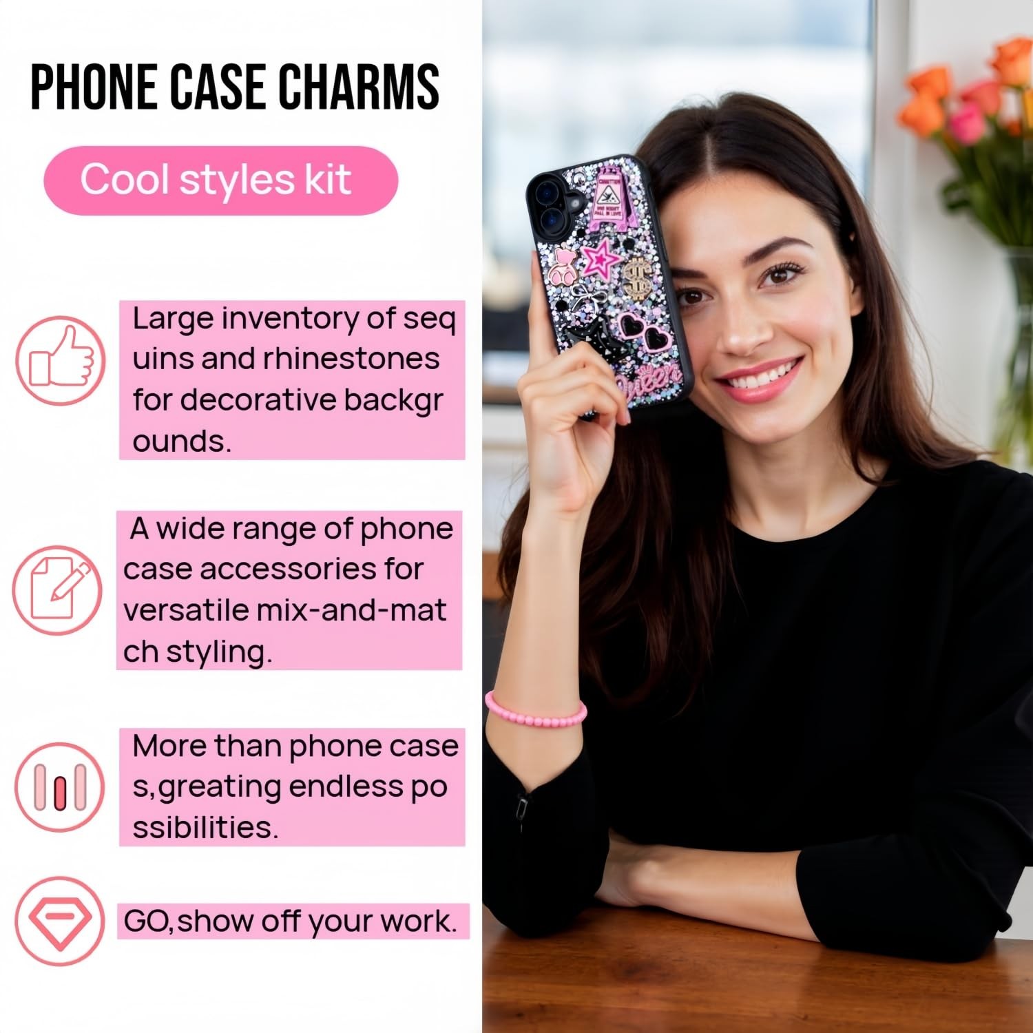1600Pcs Junk Phone Case Charms Kit,DIY Phone case Decorations with Assortment…
