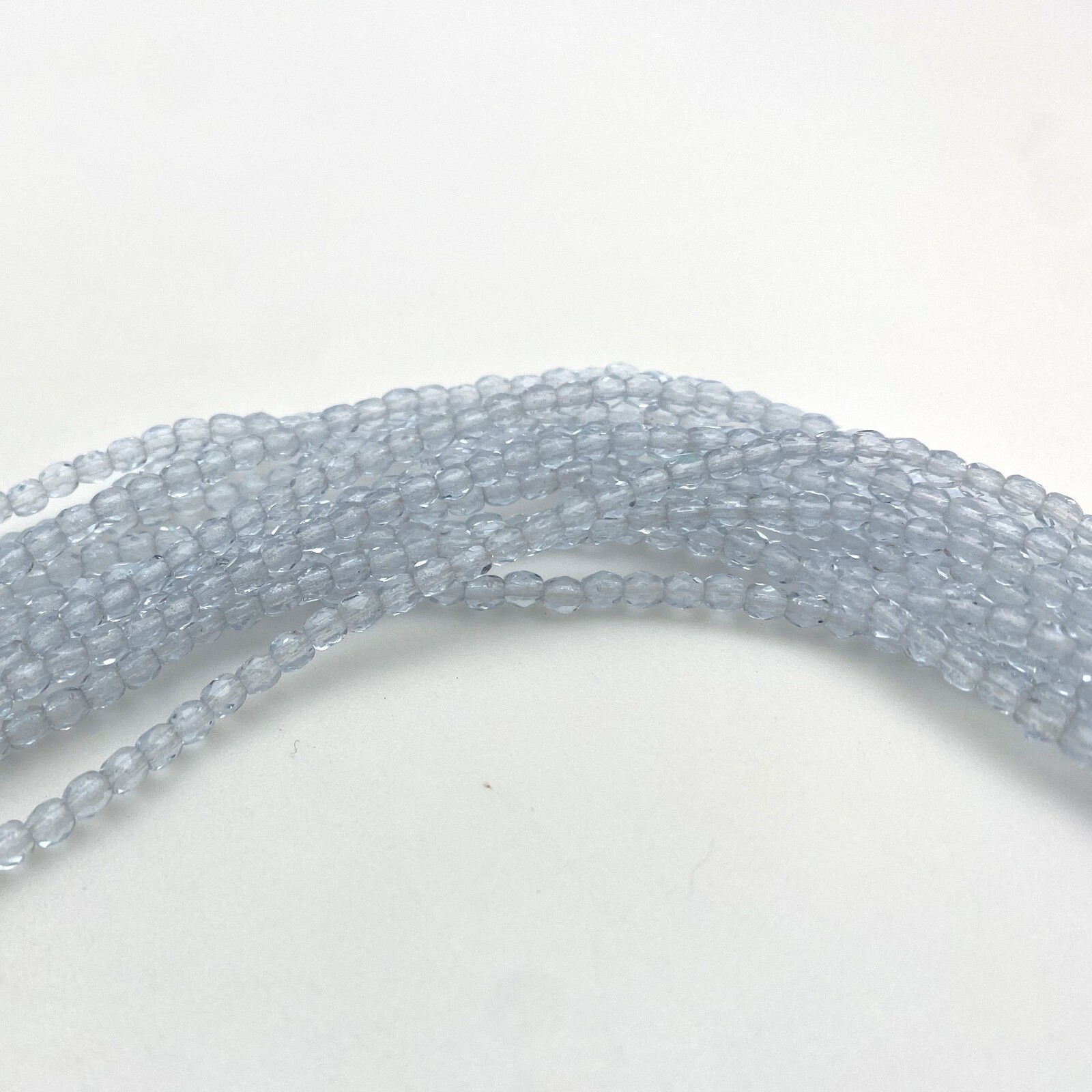 Faceted Translucent Light Patten Blue Round Czech Glass Beads (3mm) (BCG84)