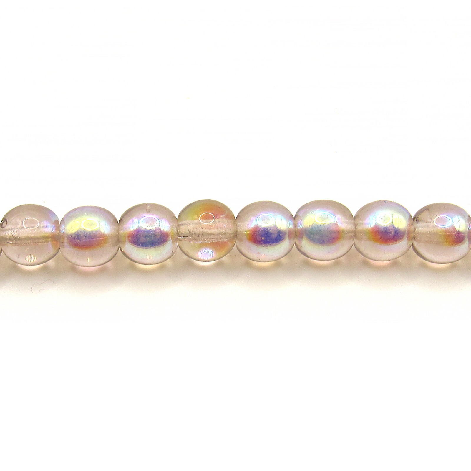 Light Amethyst Purple AB – 50 6mm Round Czech Glass Pressed Druk Beads