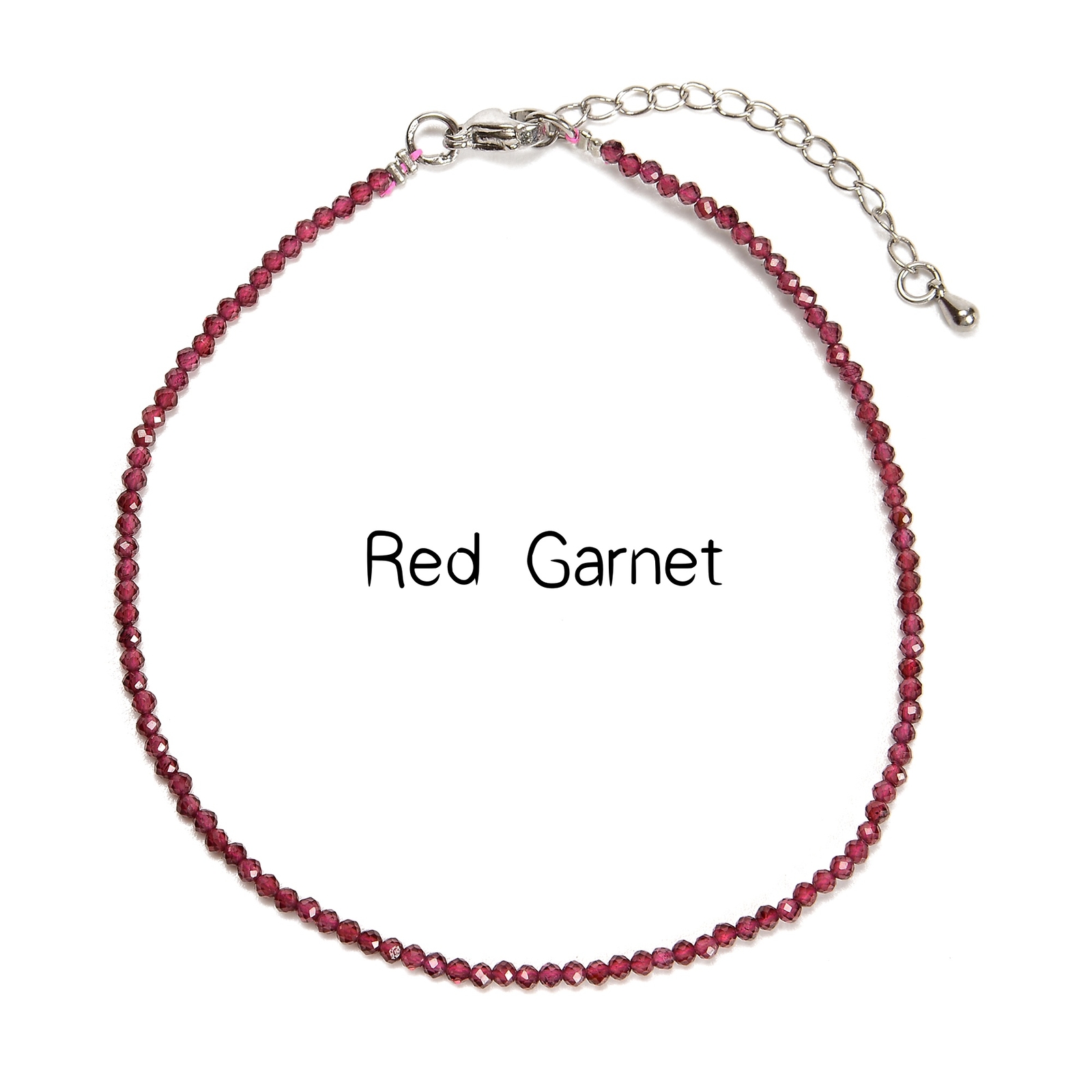Natural 2mm Mixed Gemstones Faceted Round Beaded Anklet 9” Length Adjustable
