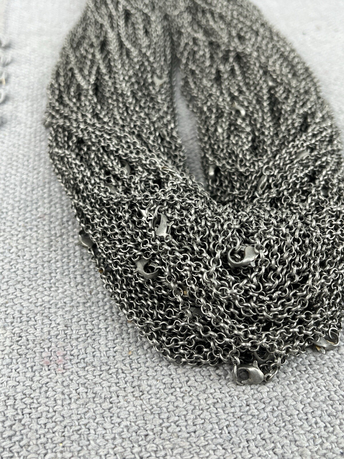100pc Armor Silver Tone 24in Rolo Chain Crafting Jewelry Necklaces W Closure