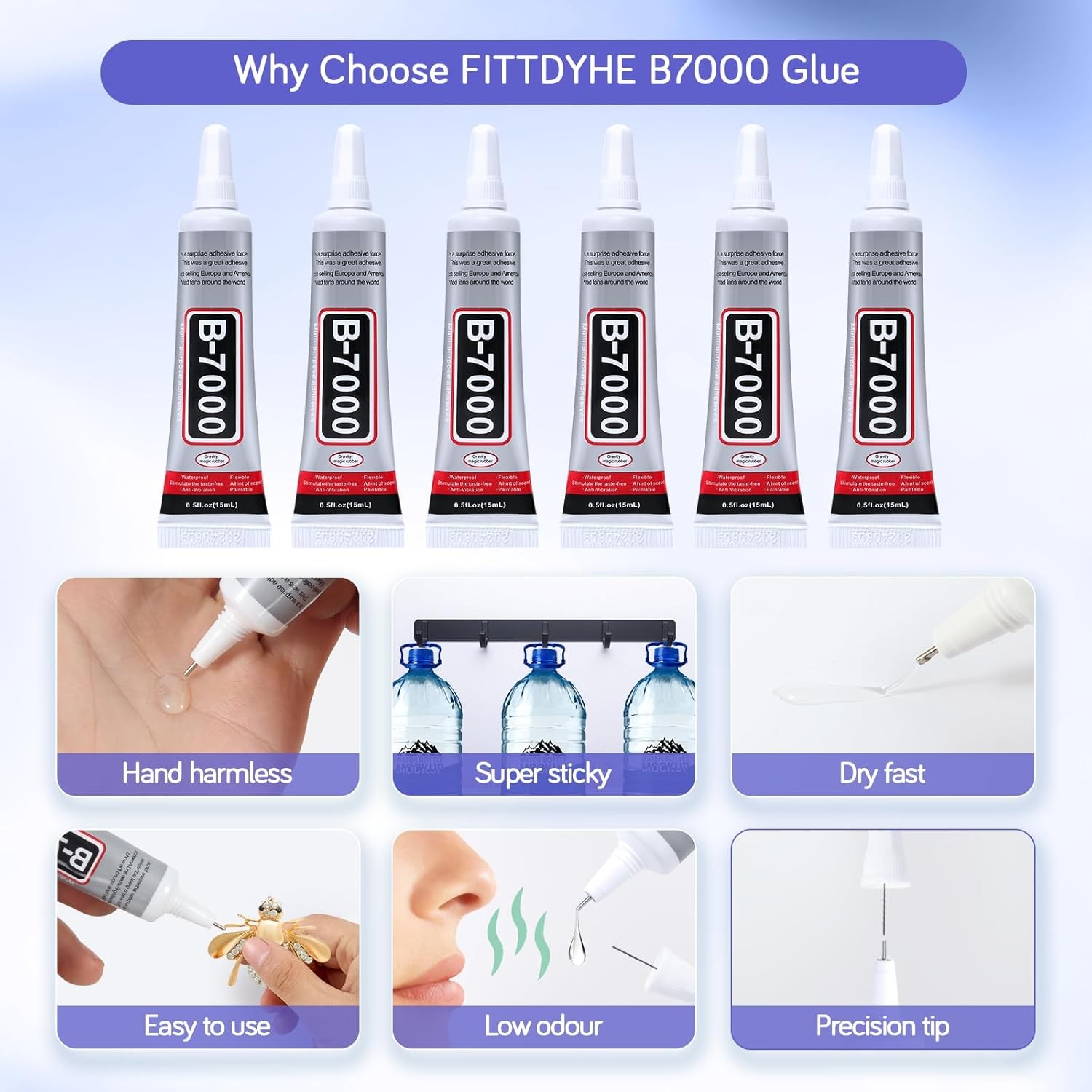 6PCS Jewelry Glue – 15ML/0.5fl oz Clear DIY Craft for 15ML
