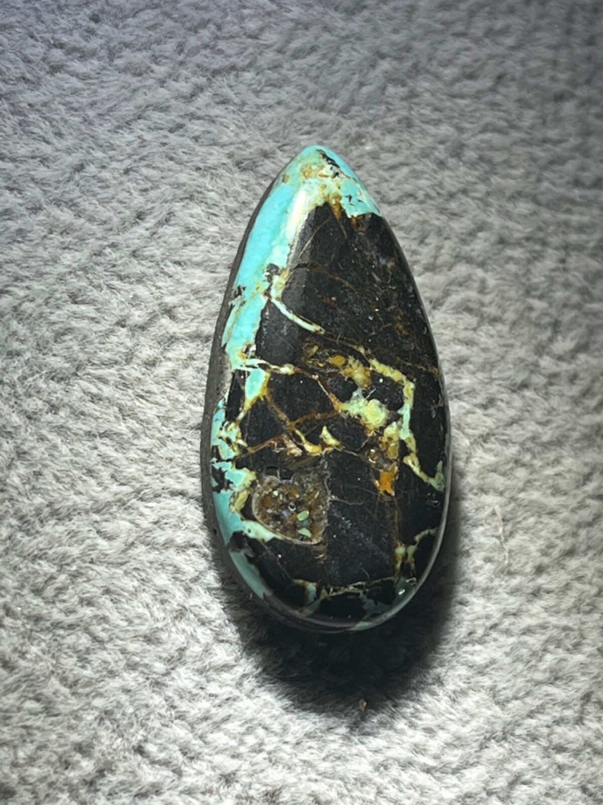 Blue Moon Turquoise 17 ctw Pear tear drop Cabochon. Tonopah, Nevada USA mined