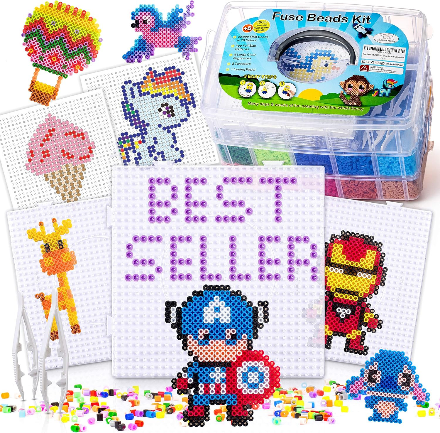 XXL Fuse Beads Kit, Melty Melting Beads for Kids Crafts | Iron for Kids Kit – Fu