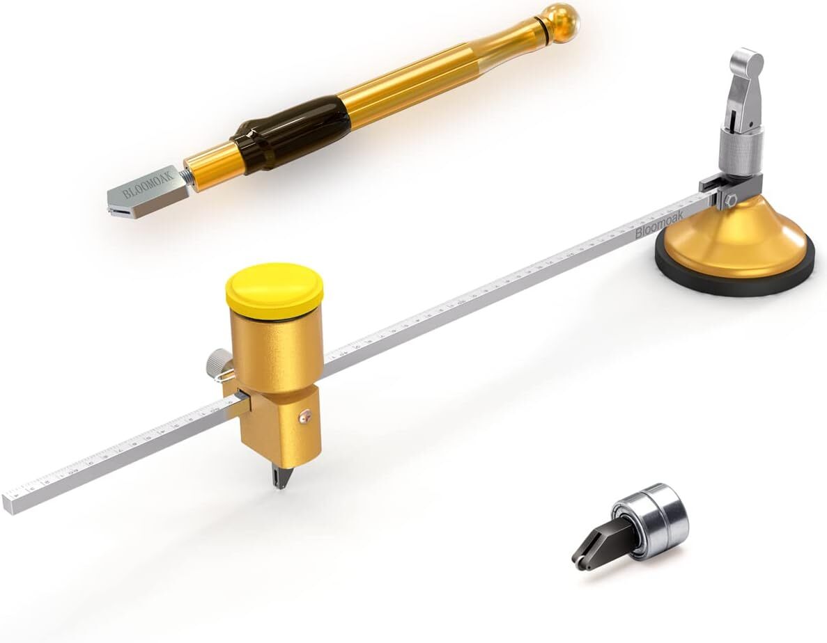 Heavy Duty Circular Glass Cutter with round Knob Handle and Suction Cup Adjustab