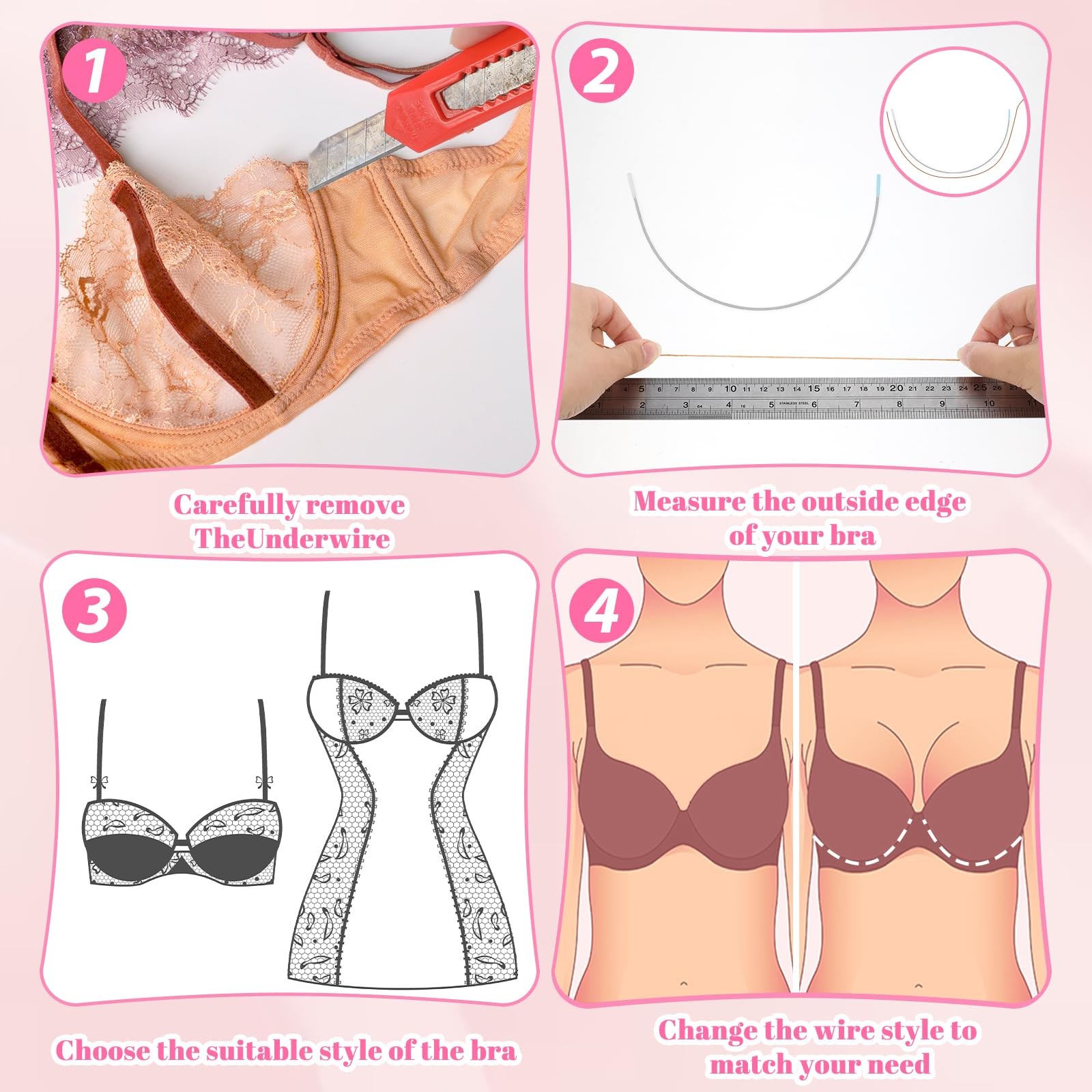 12Pairs Underwire Carbon Steel Bra Underwire Replacement Metal Bra Wire Bras …