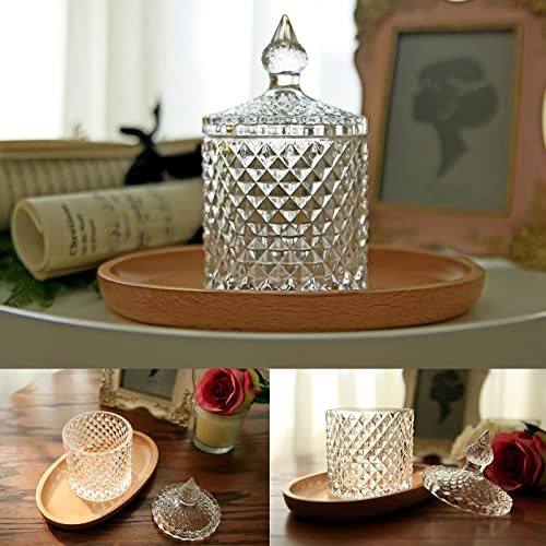 2 Pack Qtip Holder Thick Glass Apothecary Jars with Lid 10 oz (2 pack) Clear