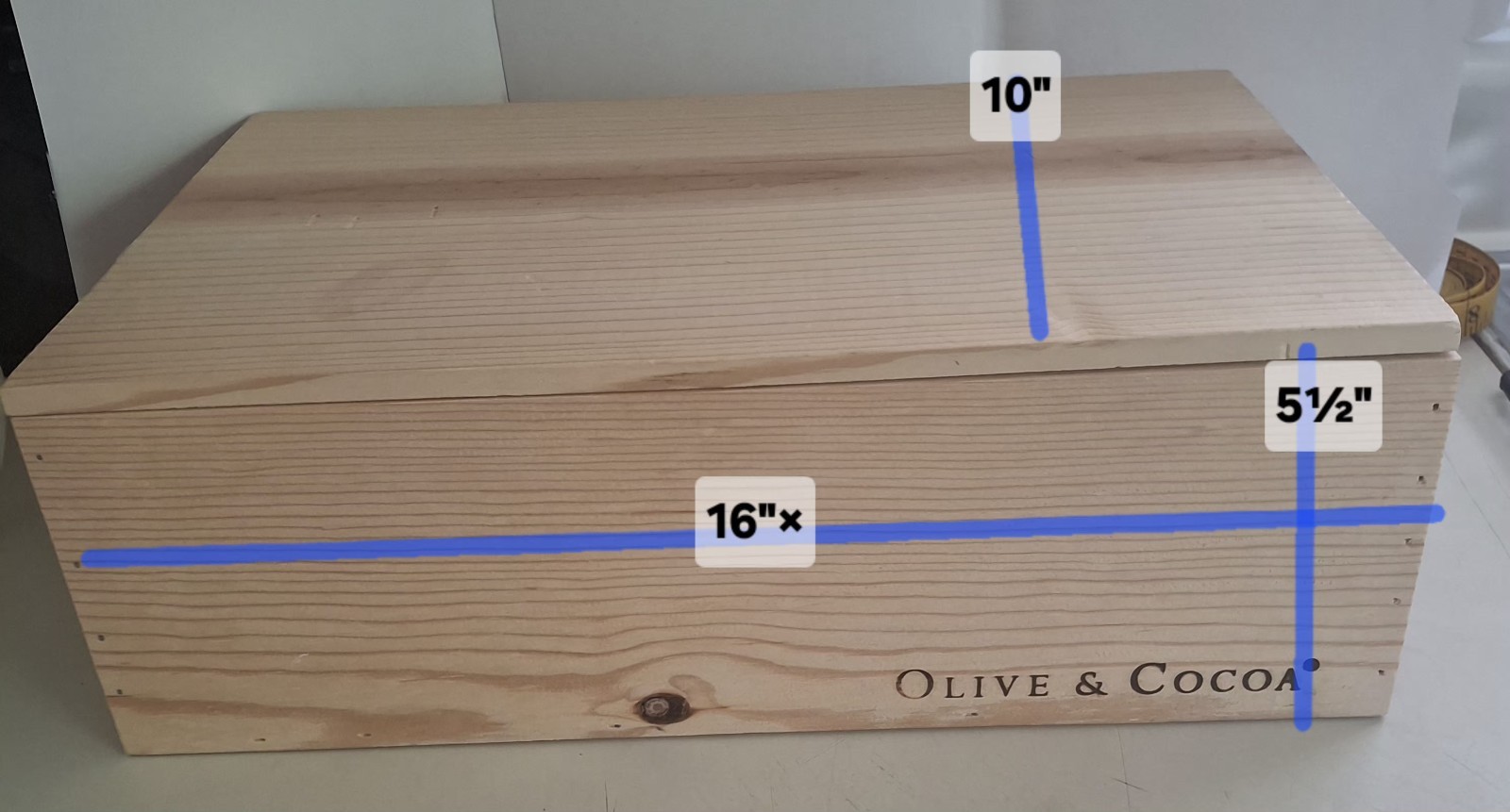 Superb Olive & Cocoa Wooden Pine Empty Storage Box 16″x10”x5” W/Lid