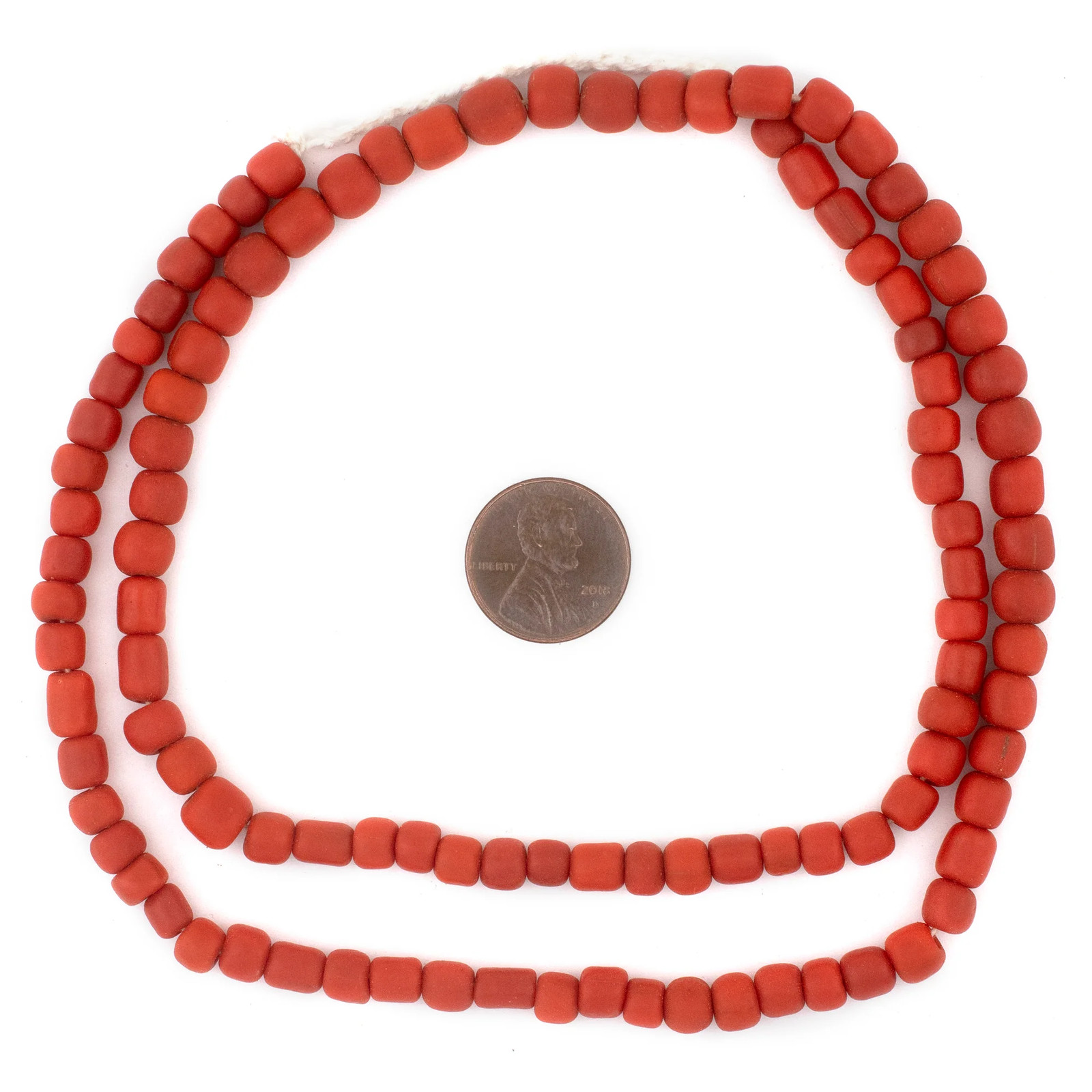 Papaya Orange Java Glass Beads 6mm Indonesia Cylinder 26 Inch Strand