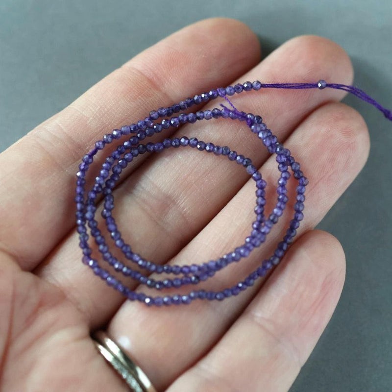 Amethyst Beads 1.8mm 2mm – Faceted Round Gemstone 12.5″