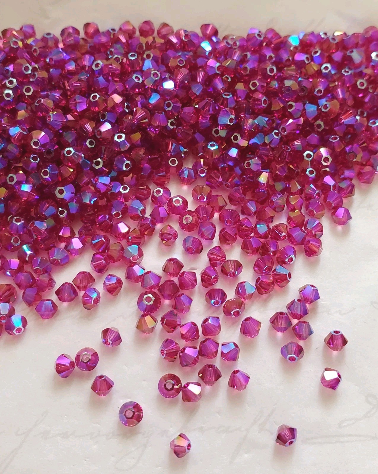 Swarovski 5328 3mm bicone beads Fuchsia Shimmer 2X (36pcs)