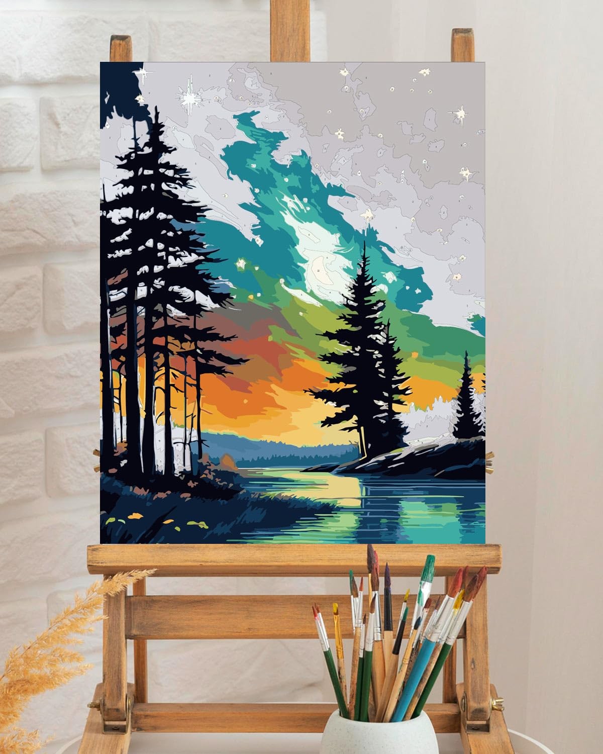 TOCARE Aurora Paint by Numbers Kit for Adults,Aurora Borealis Adult Paint by …