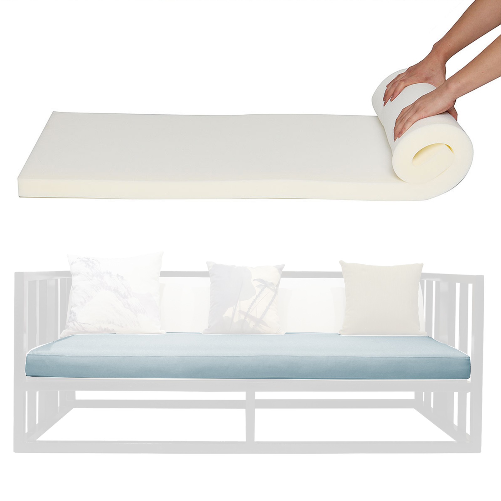 High Density Upholstery Foam Seat Cushion Replacement Foam Padding 1″-6″ Thick